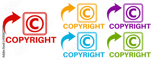 Set Labels Sign copyright. protection symbols sticker intellectual property template design vector illustration
