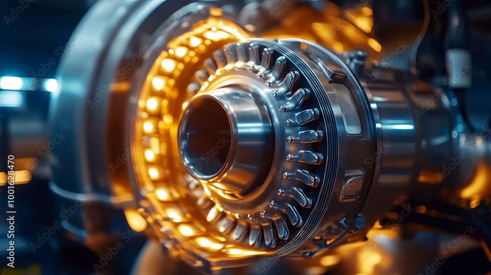 A close-up view of a diesel engine's turbocharger A close-up view of a diesel engine's turbocharger