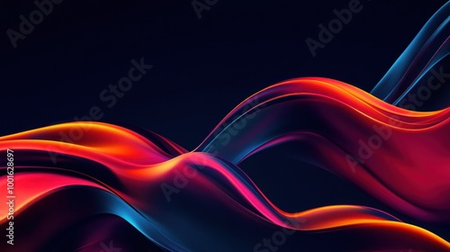 Abstract Flowing Red and Blue Waves