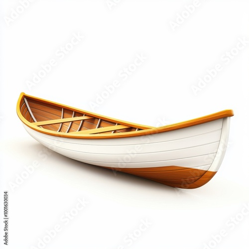 Simple Isolated Rowing Boat on White Background