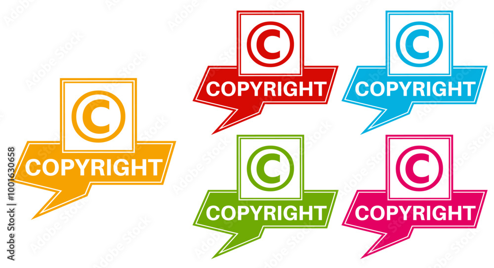 Set copyright icon. ownership label sign authority sticker design template vector illustration Set copyright icon. ownership label sign authority sticker design template vector illustration