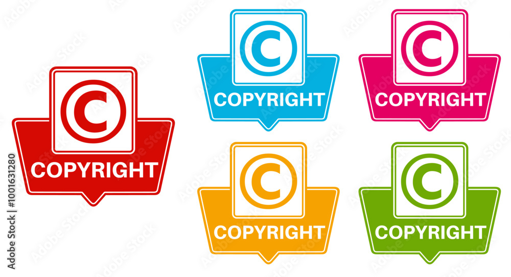 Set copyright icon. ownership label sign authority sticker design template vector illustration Set copyright icon. ownership label sign authority sticker design template vector illustration