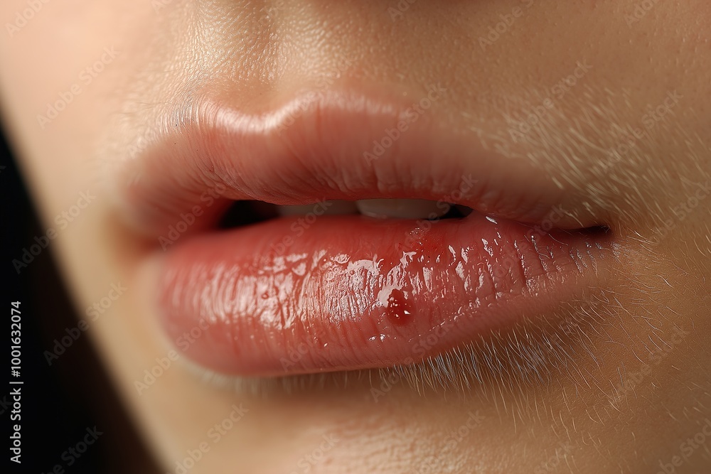 Healing process of sores on lips during autumn season Healing process of sores on lips during autumn season