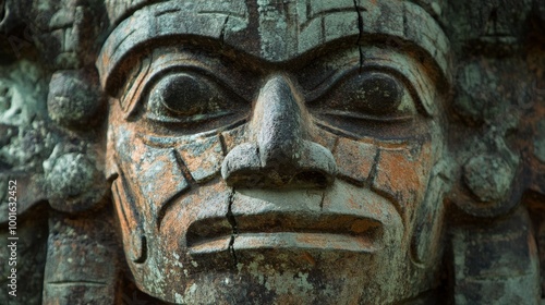 Totem indian wooden mask background composition