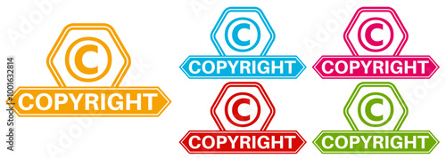 Set Stylish copyright icon. intellectual label sign patent symbol sticker template design vector illustration	