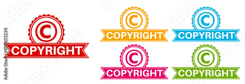 Set Stylish copyright icon. intellectual label sign patent symbol sticker template design vector illustration	