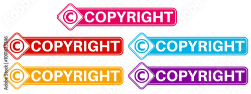 Set Stylish copyright icon. intellectual label sign patent symbol sticker template design vector illustration	