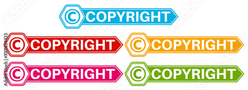 Set Stylish copyright icon. intellectual label sign patent symbol sticker template design vector illustration 