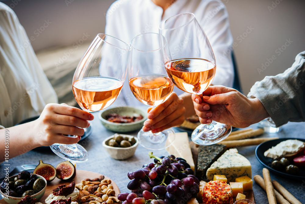 Glasses of rose wine seen during a friendly party of a celebration.