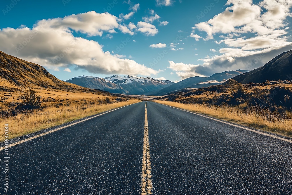 Open Road Leading Through Mountain Pass Landscape Open Road Leading Through Mountain Pass Landscape