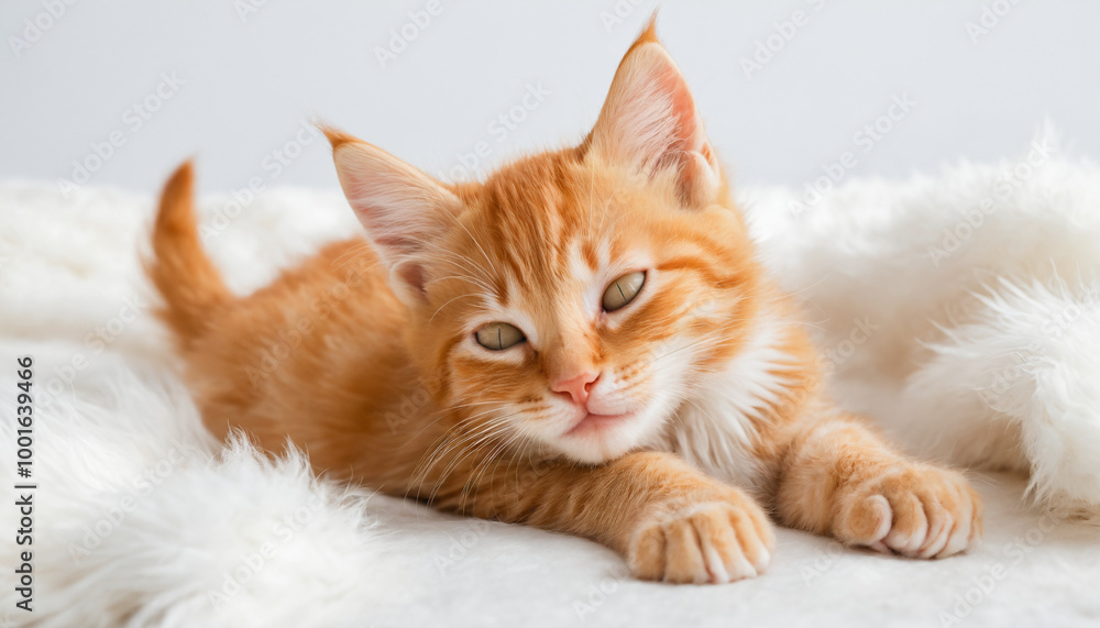 Chat chaton roux orange endormi coussin couverture lit blanc repos sieste mignon adorable. Chat chaton roux orange endormi coussin couverture lit blanc repos sieste mignon adorable.
