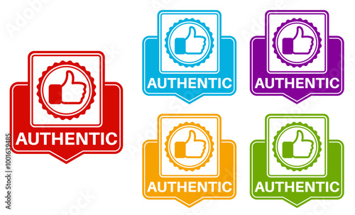 Set authentic icon labels. Guaranteed product sign sticker icon social media temolate design vector illustration