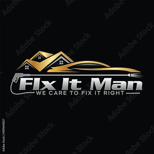 Auto detailing and property cleaning logo design 