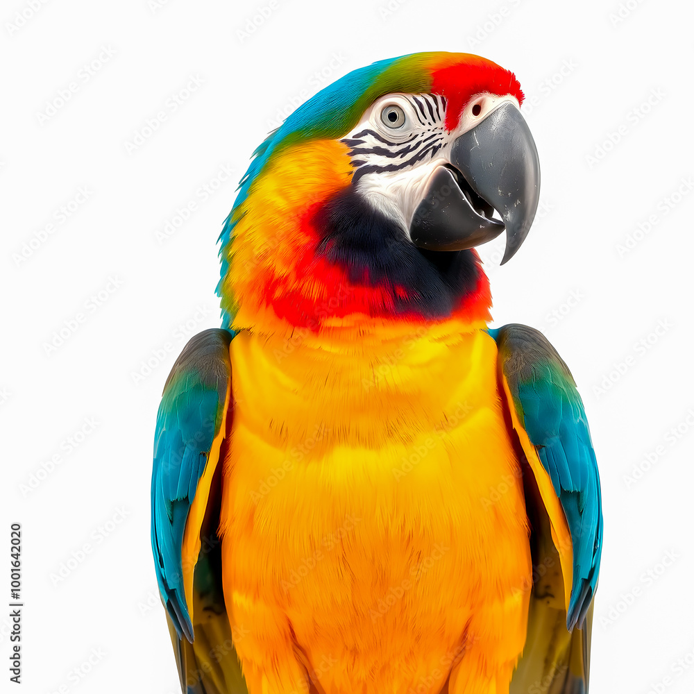 Fototapeta premium Colorful macaw parrot isolated on white background