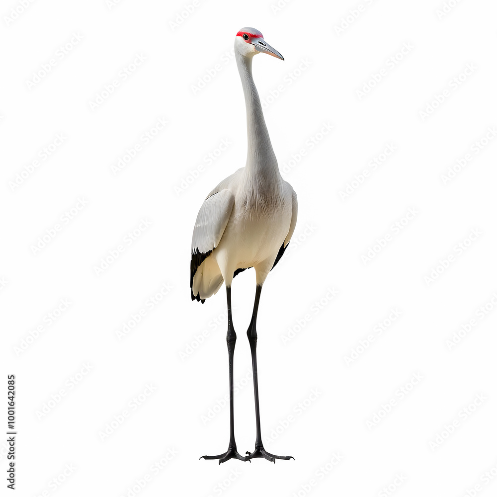 White crane isolated on a white background. Clipping path included. White crane isolated on a white background. Clipping path included.