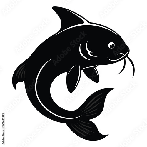 Solid color Pictus Catfish animal vector design photo