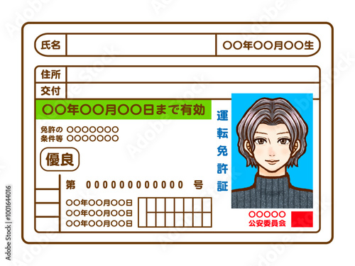 大人男性の運転免許証のイラスト素材2