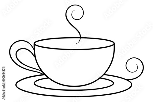 Clean Minimalist Teacup Line Drawing Vector Art for Elegant Design
