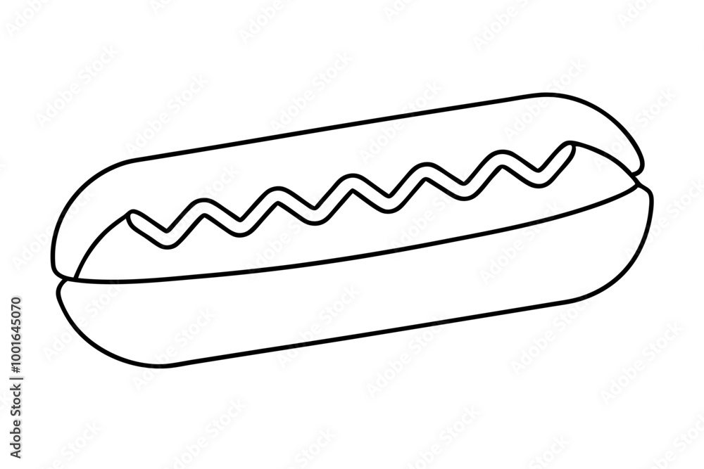 Charming Line Art of a Classic Hotdog in a Fresh Bun Vector Design
Charming Line Art of a Classic Hotdog in a Fresh Bun Vector Design