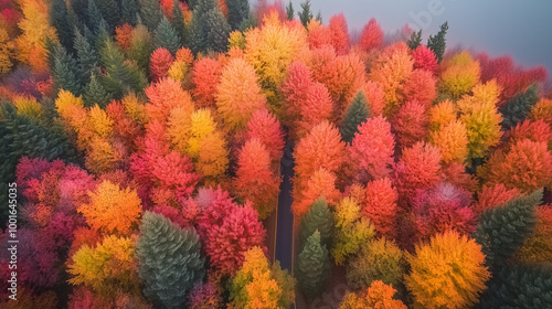 autumn in the park with a street