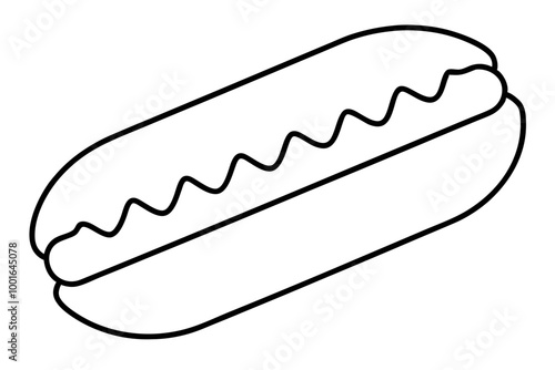 Simple Vector Drawing Showcasing a Mouthwatering Hotdog in Its Bun
