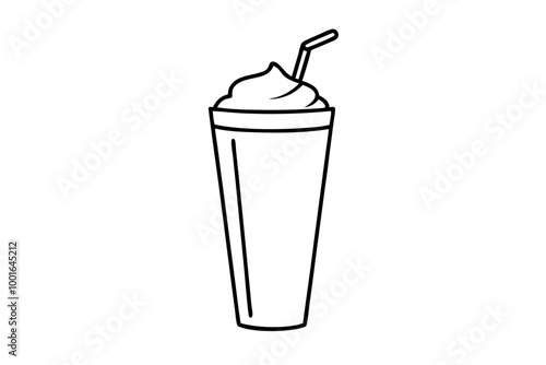 Modern Minimalist Milkshake Glass Curved Silhouette Vector Illustration
