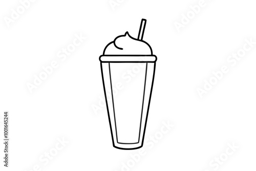 Elegant Curved Body Milkshake Glass Minimalist Style Vector Art 