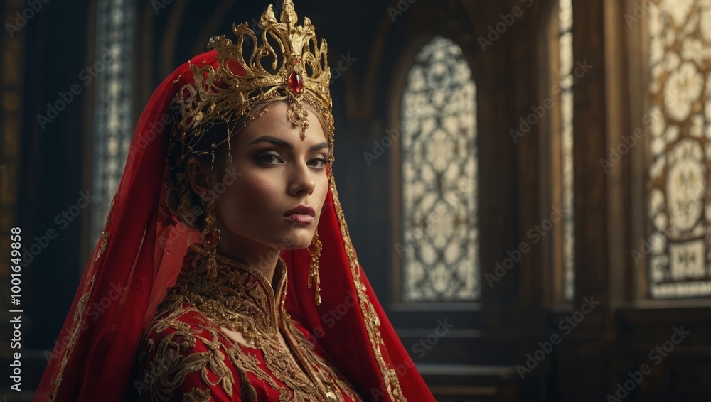 Fototapeta premium medieval queen in red