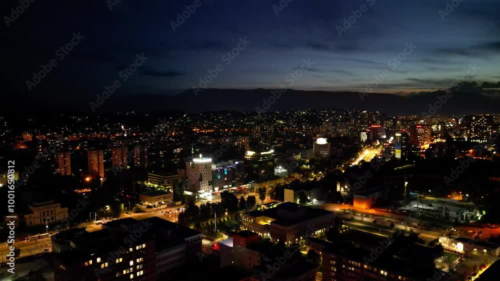 Aerial view of the night lights of the city of Sarajevo, Bosnia and Herzegovina Aerial view of the night lights of the city of Sarajevo, Bosnia and Herzegovina