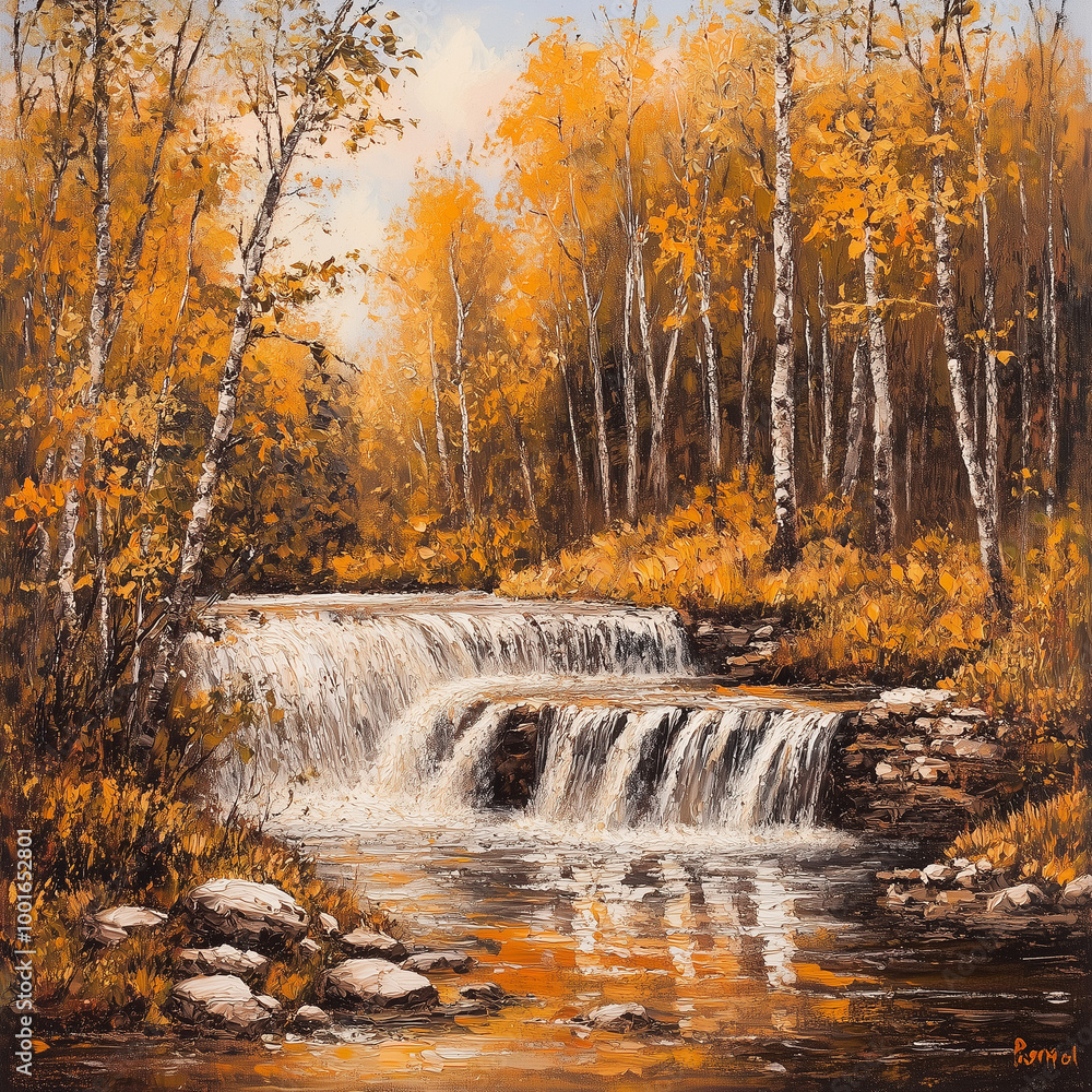 waterfall in autumn forest waterfall in autumn forest