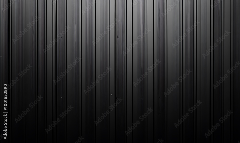 Obraz premium Black corrugated metal texture. Wall wooden vertical panels. Dark steel roof sheet. Wood siding for construction. 