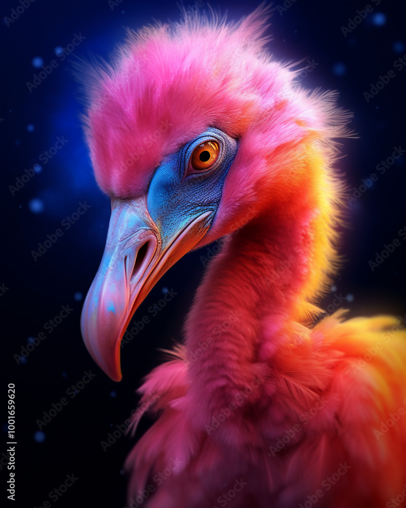 Fototapeta premium Experience the beauty of a multicolor baby flamingo watercolor through Forest Animals Artwork