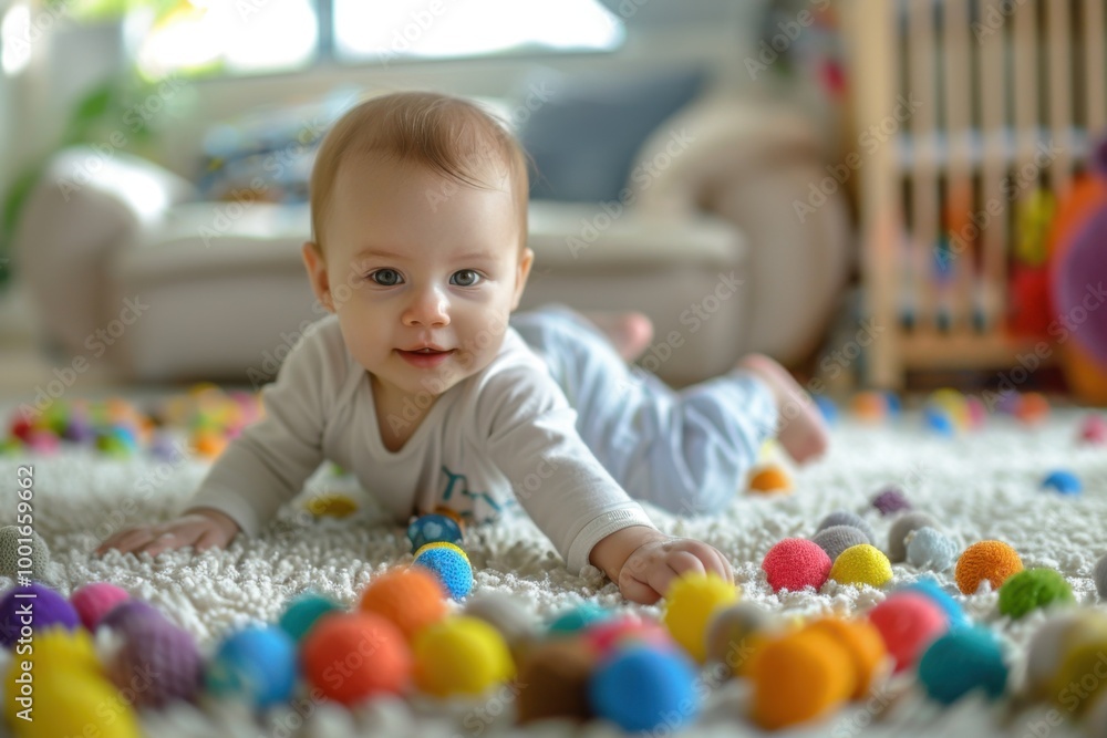 Baby Playing Joyfully on the Floor Baby Playing Joyfully on the Floor
