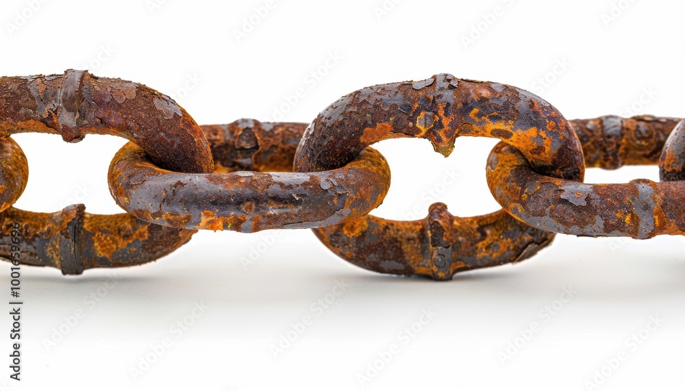 Fototapeta premium Rusty Chains Isolated on White Background