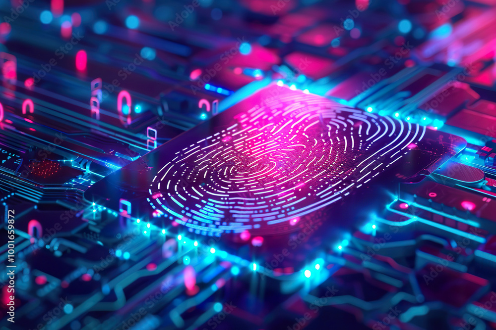 A computer chip with a red circle on it, generative ai image., A computer chip with a red circle on it, generative ai image.,