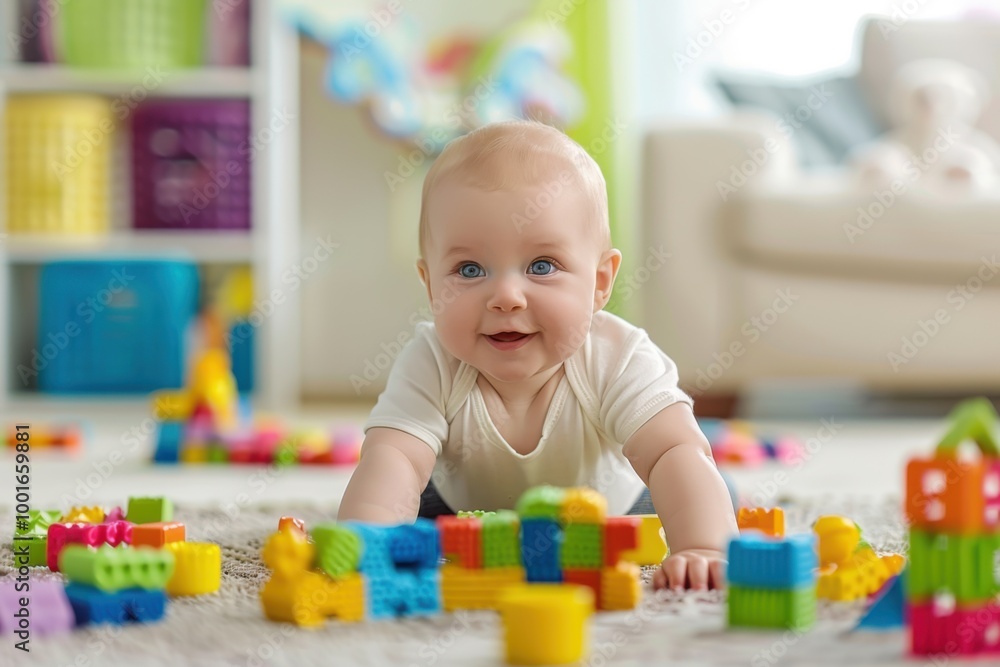 Baby Playing Joyfully on the Floor Baby Playing Joyfully on the Floor