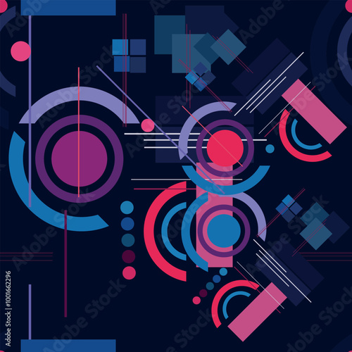 Seamless abstract pattern with geometric elements in multicolored tones. Vector illustration. Eps 10. To decorate your designs in an abstract style