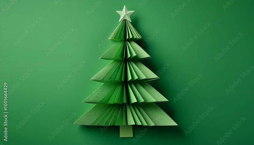 paper Christmas tree on a plain background with space for text, postcard or billboard paper Christmas tree on a plain background with space for text, postcard or billboard