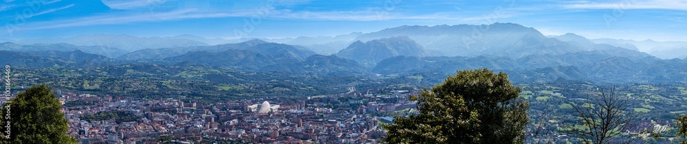 Panoramic view on Oviedo city and surrounding mountains in Oviedo, Spain Panoramic view on Oviedo city and surrounding mountains in Oviedo, Spain