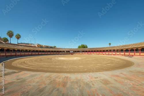 A large stadium with a large empty field, generative ai image