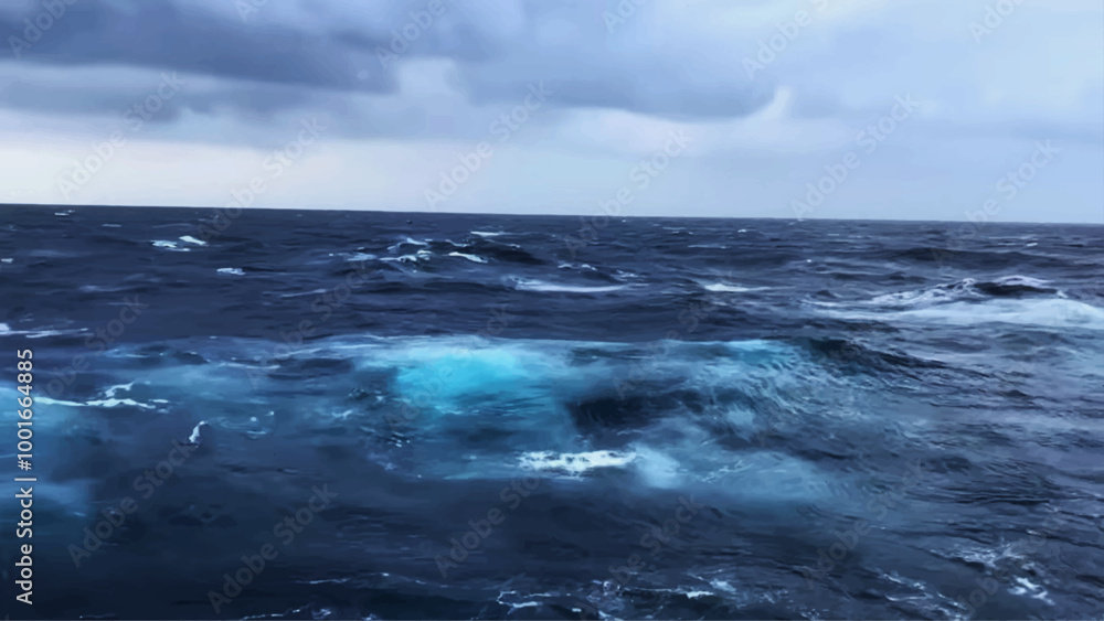 Cruise ship on the ocean in cloudy weather Cruise ship on the ocean in cloudy weather