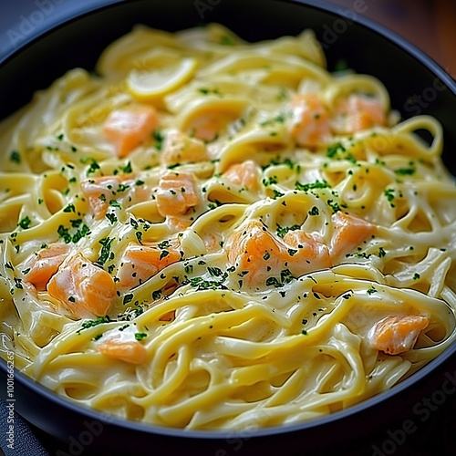 lobster nuddles on a plate photo