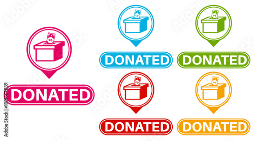 Set collections colourful donated trendy sign icon. money Donation labels design template Vector illustration	