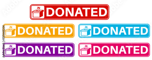 Set collections colourful donated trendy sign icon. money Donation labels design template Vector illustration	