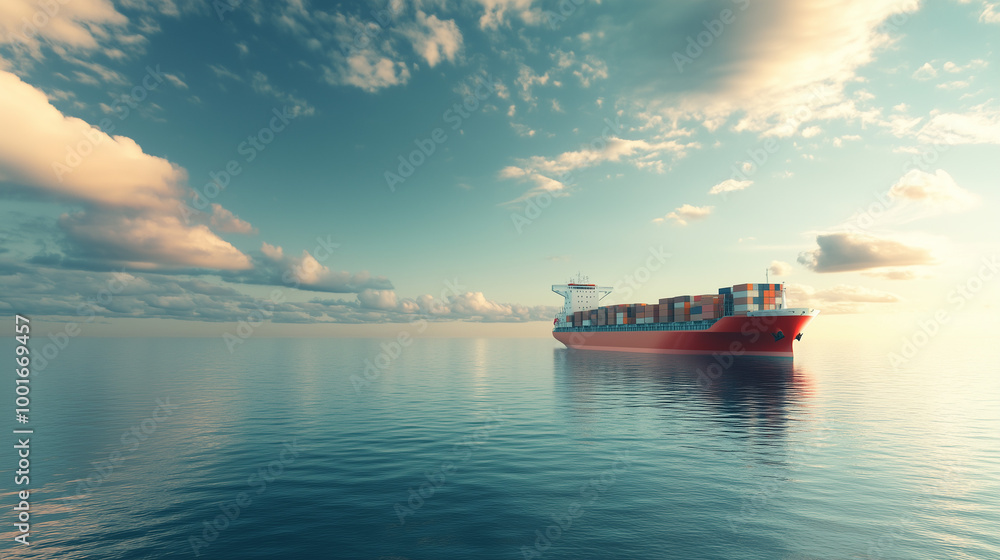 Serene Sunset Cargo Ship. A serene cargo ship on calm waters during sunset, ideal for maritime themes, shipping industries, or travel promotions. Serene Sunset Cargo Ship. A serene cargo ship on calm waters during sunset, ideal for maritime themes, shipping industries, or travel promotions.