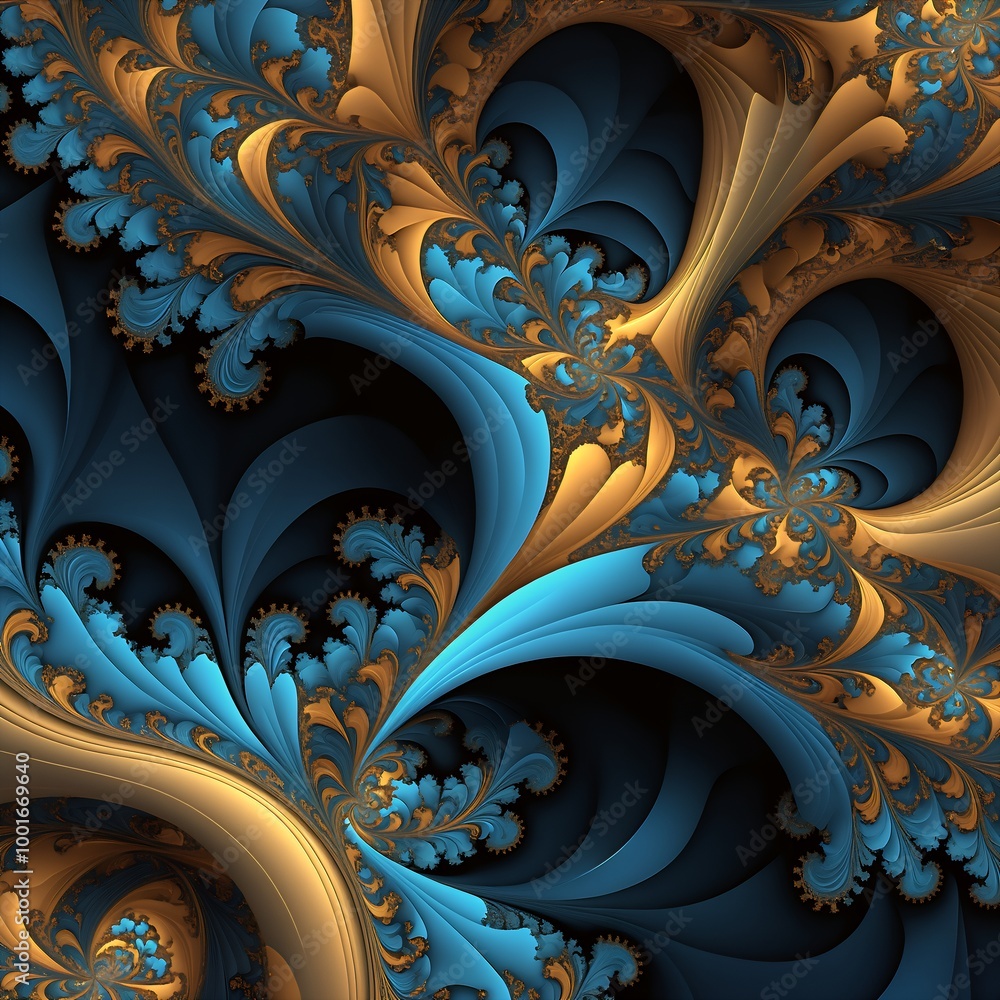abstract gold swirling blue and yellow fractal abstract gold swirling blue and yellow fractal