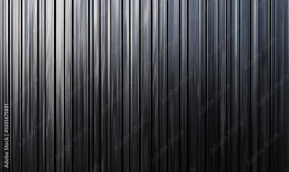 Obraz premium Black corrugated metal texture. Wall wooden vertical panels. Dark steel roof sheet. Wood siding for construction. 