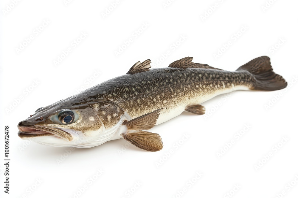 Fresh Single Haddock Fish Isolated on White Background