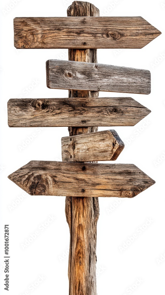 Close-Up of Wooden Signpost with Empty Arrows Close-Up of Wooden Signpost with Empty Arrows