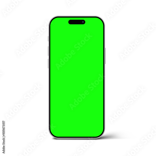 chromakey smartphone mockup. Phone template with green blank screen.eps